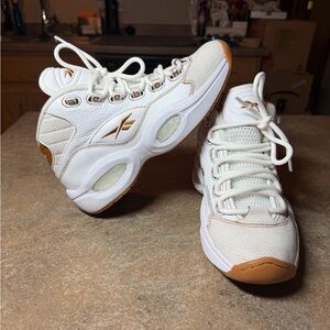 Reebok White Sneakers with Tan Accents